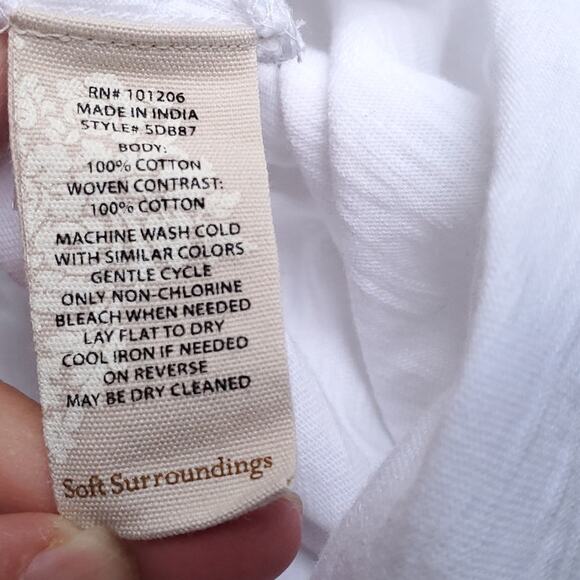 Soft Surroundings White Cotton Slub Button Down Long Sleeve Top Blouse 1X Plus - Picture 16 of 16